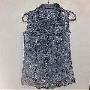 Jean sleeve-less jacket